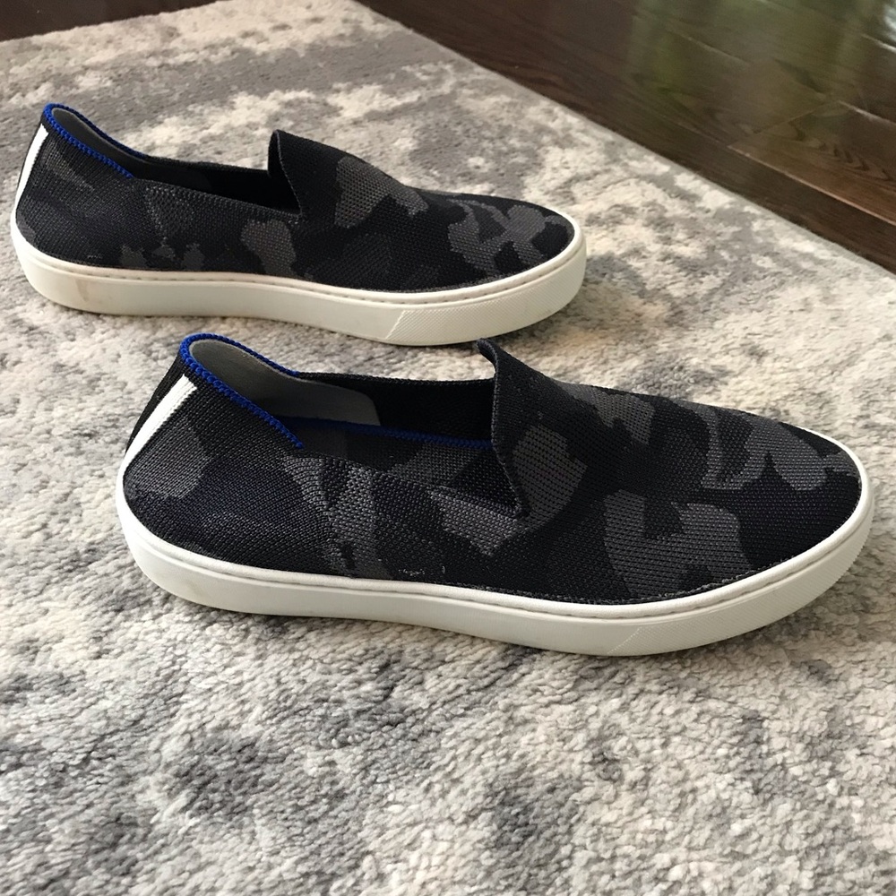 Women's Rothy's Original Slip On Low Sneakers Black/Grey Camo/Camouflage sz 6